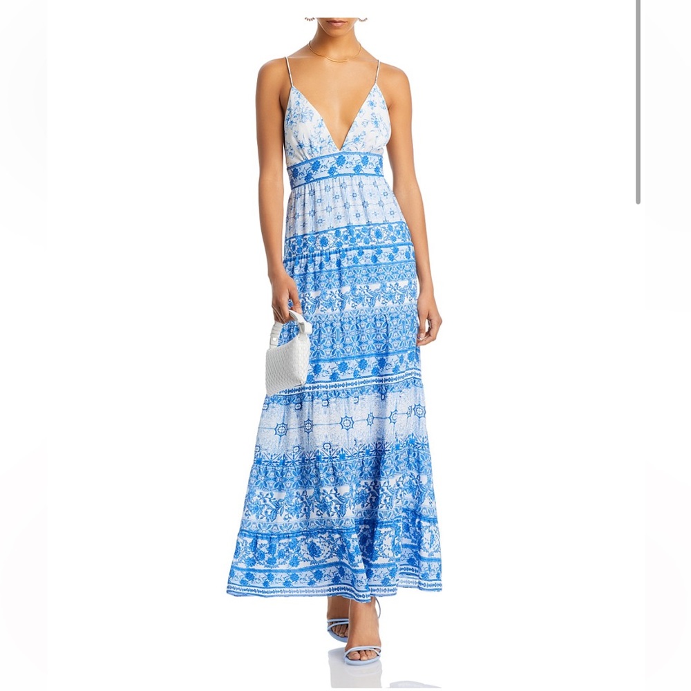 Karolina Printed Halter Dress greek tile bloomingdales, alice & olivia , worn 1x